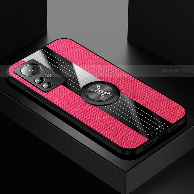 Custodia Silicone Ultra Sottile Morbida Cover con Magnetico Anello Supporto A07 per Xiaomi Mi 12 Pro 5G Rosso