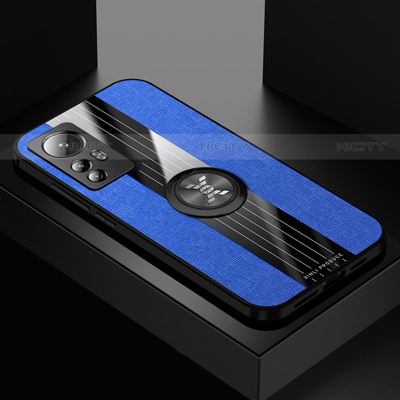 Custodia Silicone Ultra Sottile Morbida Cover con Magnetico Anello Supporto A07 per Xiaomi Mi 12X 5G Blu