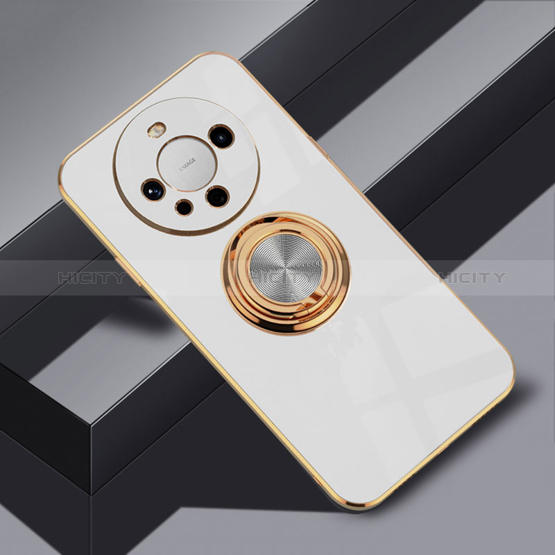 Custodia Silicone Ultra Sottile Morbida Cover con Magnetico Anello Supporto AN1 per Huawei Mate 60