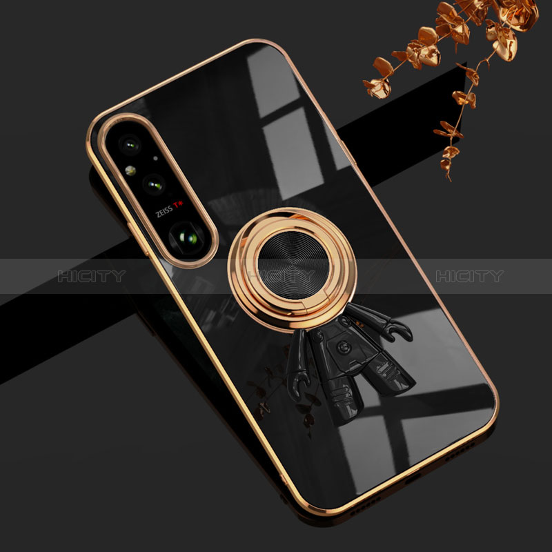 Custodia Silicone Ultra Sottile Morbida Cover con Magnetico Anello Supporto AN1 per Sony Xperia 1 V