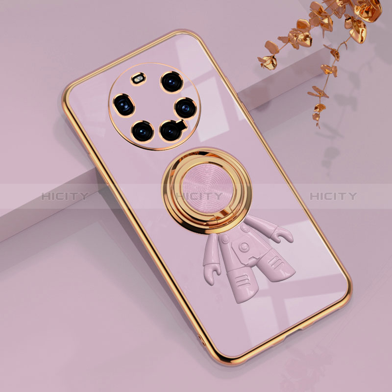 Custodia Silicone Ultra Sottile Morbida Cover con Magnetico Anello Supporto AN2 per Huawei Mate 40 Pro+ Plus