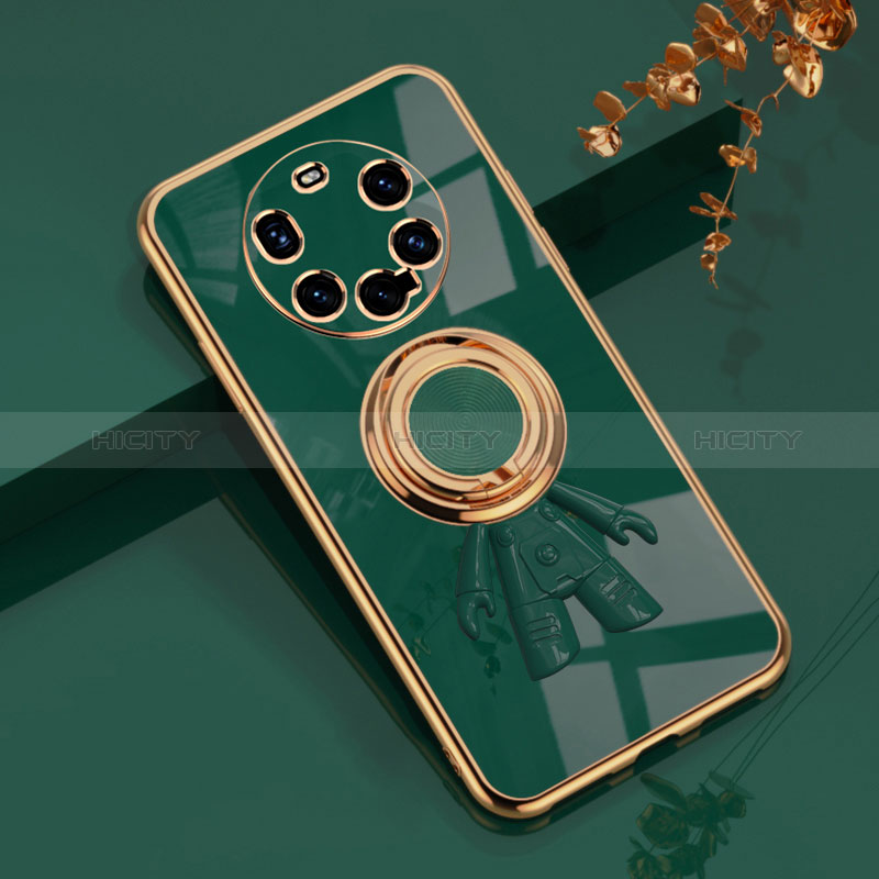 Custodia Silicone Ultra Sottile Morbida Cover con Magnetico Anello Supporto AN2 per Huawei Mate 40 Pro+ Plus