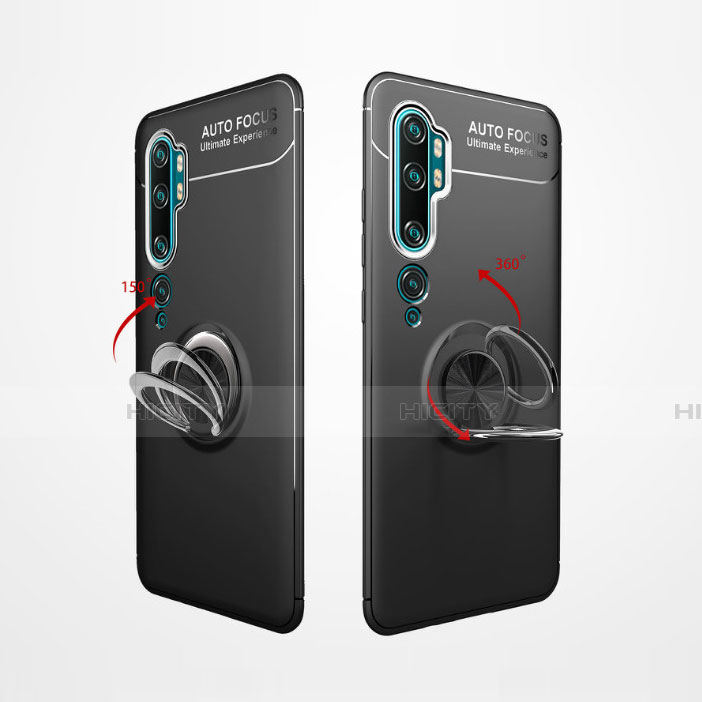 Custodia Silicone Ultra Sottile Morbida Cover con Magnetico Anello Supporto D01 per Xiaomi Mi Note 10
