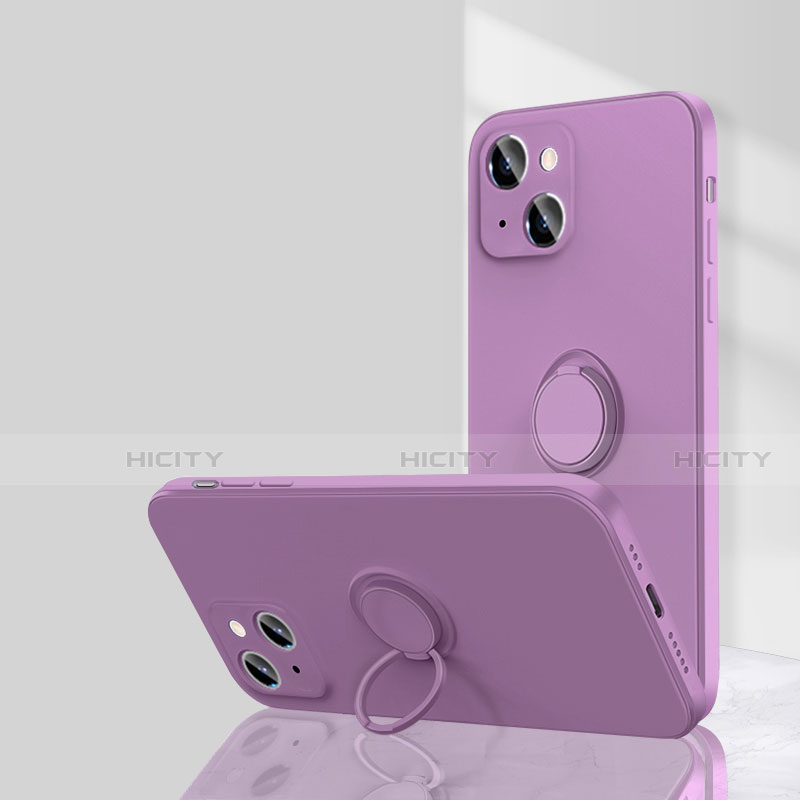 Custodia Silicone Ultra Sottile Morbida Cover con Magnetico Anello Supporto G01 per Apple iPhone 13