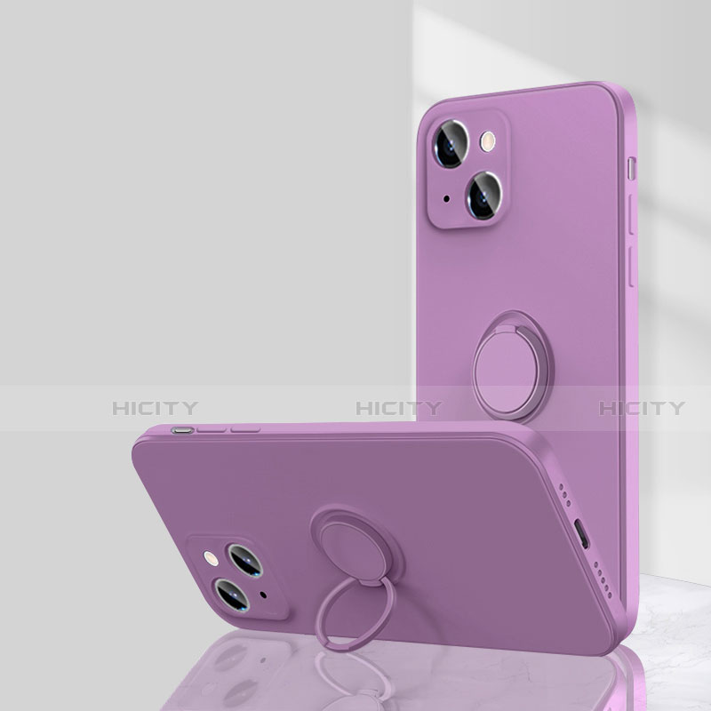 Custodia Silicone Ultra Sottile Morbida Cover con Magnetico Anello Supporto G01 per Apple iPhone 13 Mini