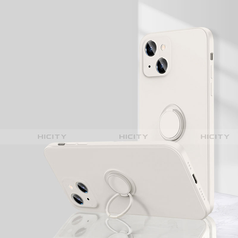 Custodia Silicone Ultra Sottile Morbida Cover con Magnetico Anello Supporto G01 per Apple iPhone 14