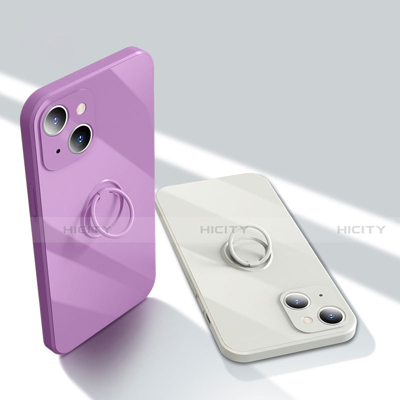 Custodia Silicone Ultra Sottile Morbida Cover con Magnetico Anello Supporto G01 per Apple iPhone 14 Plus