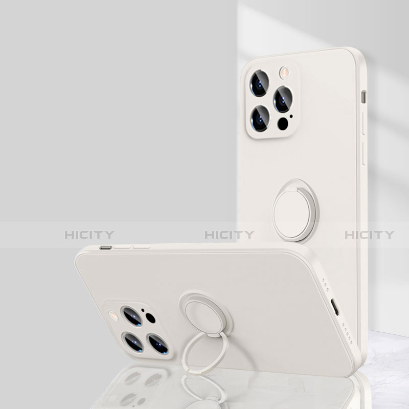 Custodia Silicone Ultra Sottile Morbida Cover con Magnetico Anello Supporto G01 per Apple iPhone 14 Pro