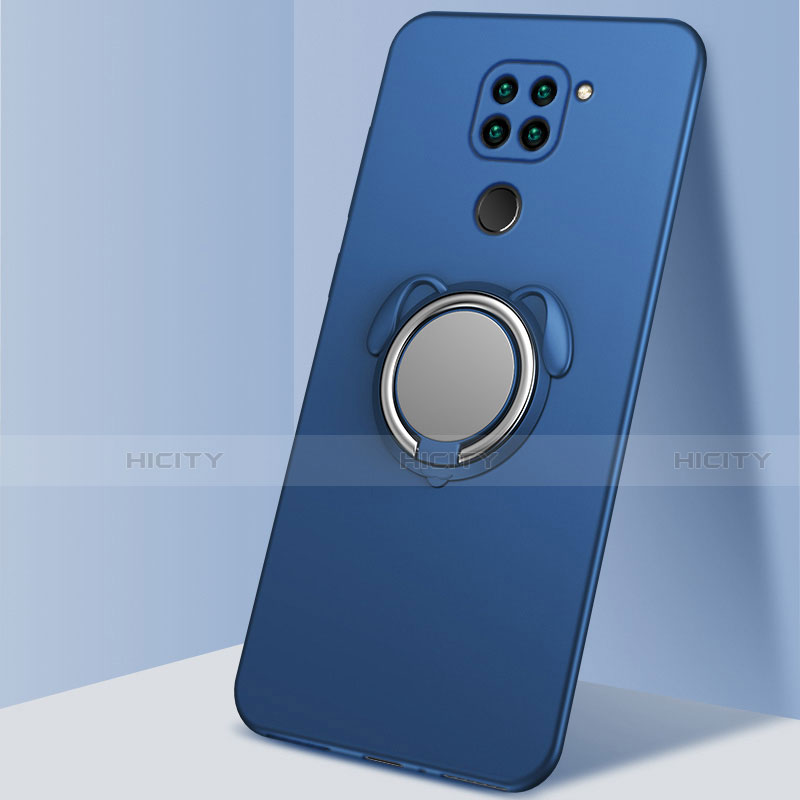Custodia Silicone Ultra Sottile Morbida Cover con Magnetico Anello Supporto G01 per Xiaomi Redmi Note 9 Blu