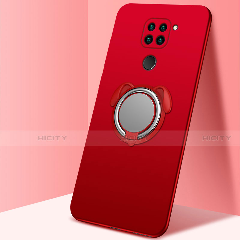 Custodia Silicone Ultra Sottile Morbida Cover con Magnetico Anello Supporto G01 per Xiaomi Redmi Note 9 Rosso