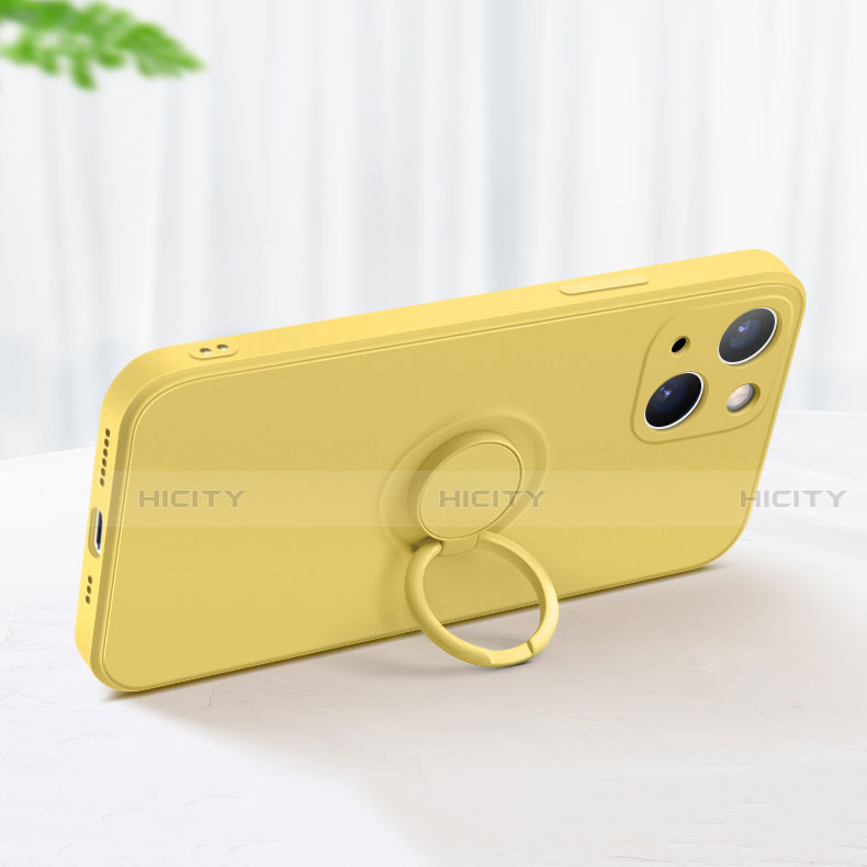 Custodia Silicone Ultra Sottile Morbida Cover con Magnetico Anello Supporto G02 per Apple iPhone 13 Mini