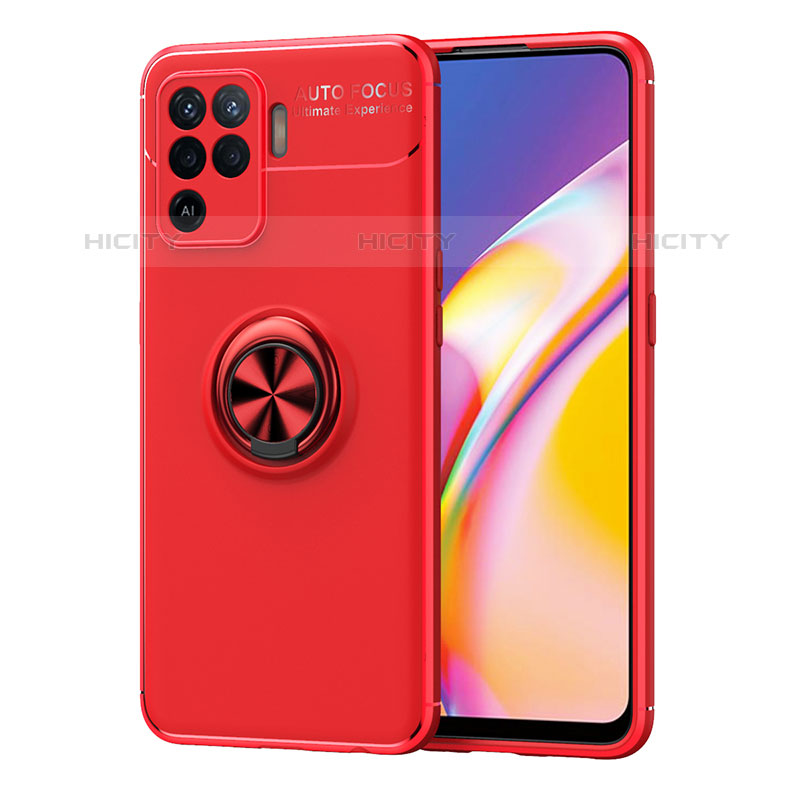 Custodia Silicone Ultra Sottile Morbida Cover con Magnetico Anello Supporto JM1 per Oppo A94 4G Rosso