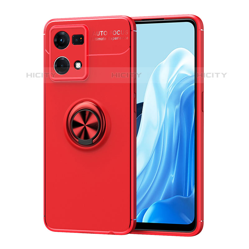 Custodia Silicone Ultra Sottile Morbida Cover con Magnetico Anello Supporto JM1 per Oppo F21s Pro 4G Rosso