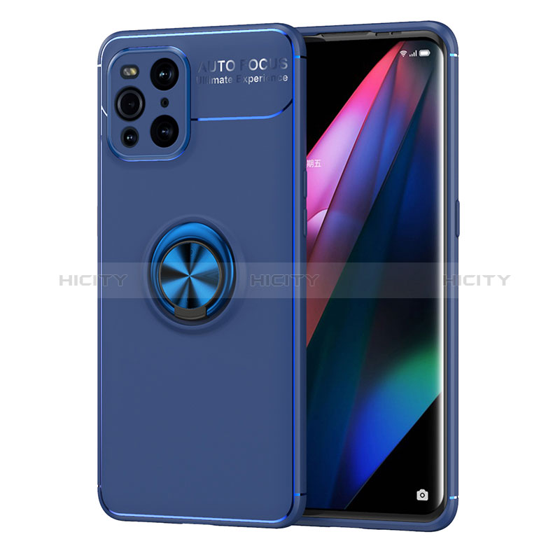 Custodia Silicone Ultra Sottile Morbida Cover con Magnetico Anello Supporto JM1 per Oppo Find X3 5G