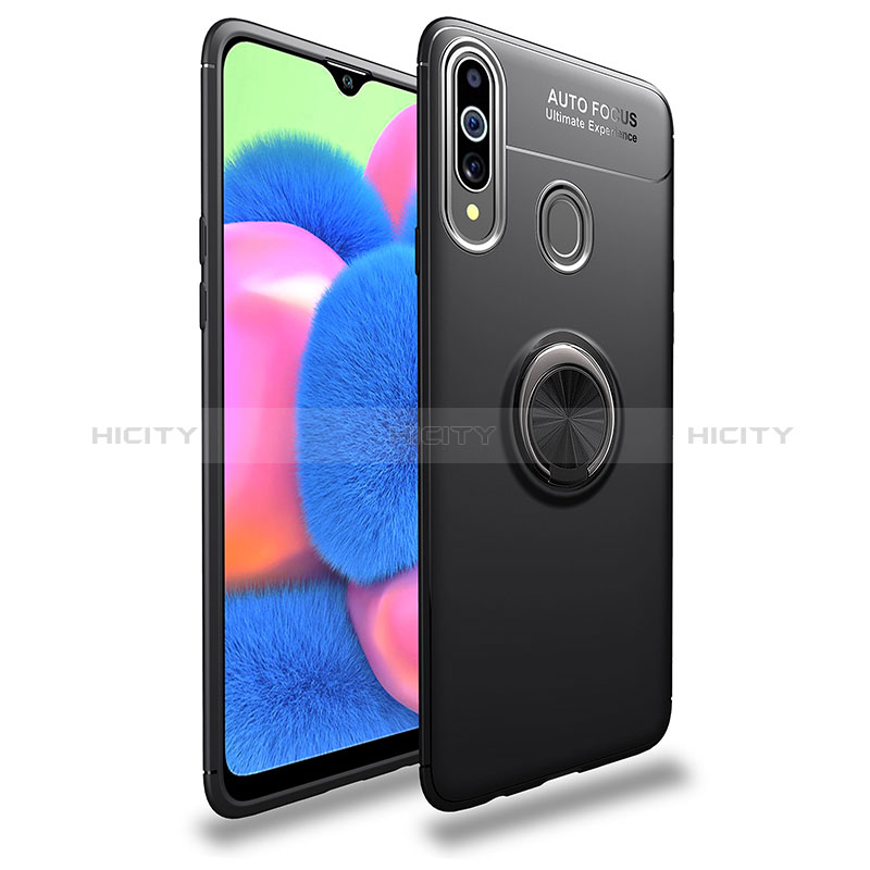 Custodia Silicone Ultra Sottile Morbida Cover con Magnetico Anello Supporto JM1 per Samsung Galaxy A20s Nero