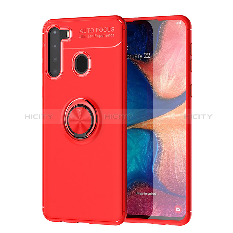 Custodia Silicone Ultra Sottile Morbida Cover con Magnetico Anello Supporto JM1 per Samsung Galaxy A21