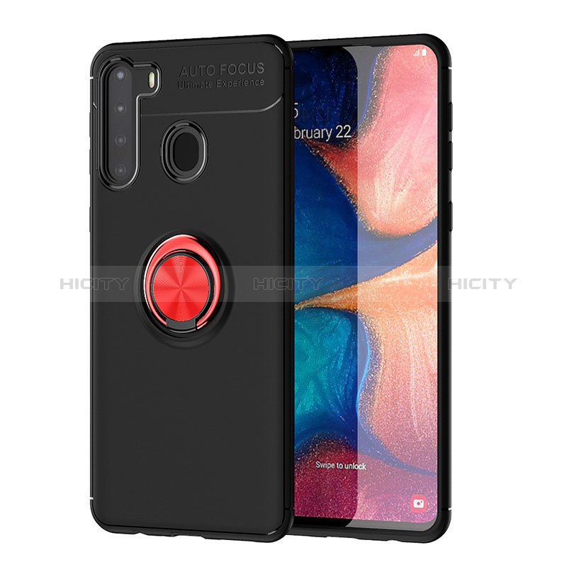 Custodia Silicone Ultra Sottile Morbida Cover con Magnetico Anello Supporto JM1 per Samsung Galaxy A21