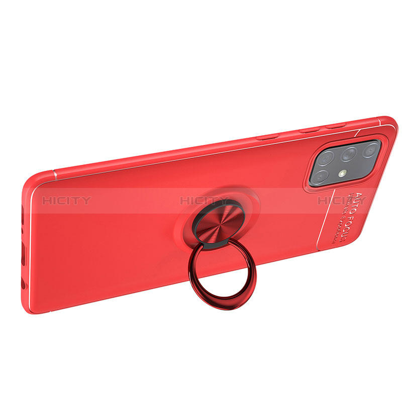 Custodia Silicone Ultra Sottile Morbida Cover con Magnetico Anello Supporto JM1 per Samsung Galaxy A51 4G