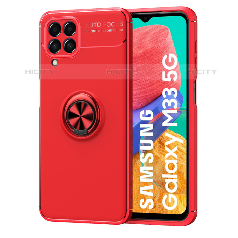 Custodia Silicone Ultra Sottile Morbida Cover con Magnetico Anello Supporto JM1 per Samsung Galaxy M33 5G Rosso