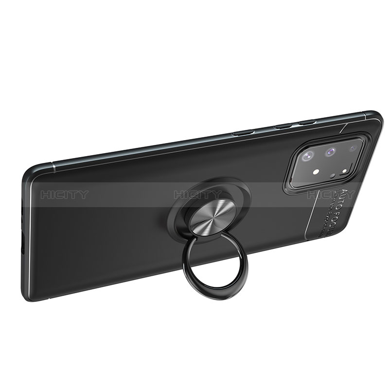 Custodia Silicone Ultra Sottile Morbida Cover con Magnetico Anello Supporto JM1 per Samsung Galaxy M80S Nero