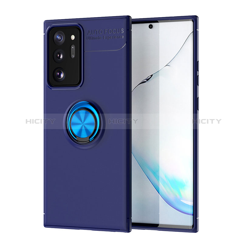 Custodia Silicone Ultra Sottile Morbida Cover con Magnetico Anello Supporto JM1 per Samsung Galaxy Note 20 Ultra 5G Blu
