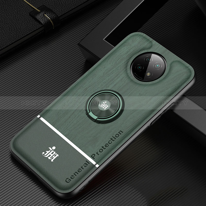 Custodia Silicone Ultra Sottile Morbida Cover con Magnetico Anello Supporto JM1 per Xiaomi Redmi Note 9 5G Verde