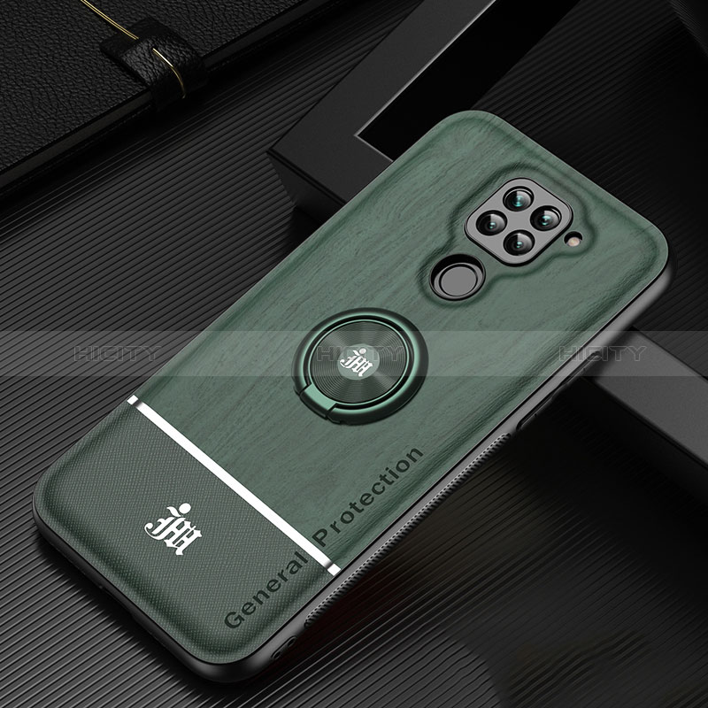 Custodia Silicone Ultra Sottile Morbida Cover con Magnetico Anello Supporto JM1 per Xiaomi Redmi Note 9 Verde