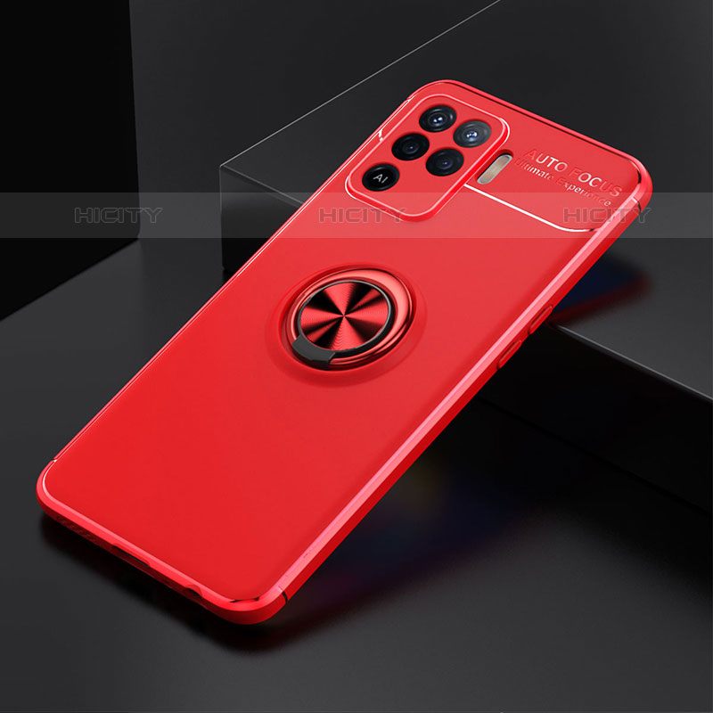 Custodia Silicone Ultra Sottile Morbida Cover con Magnetico Anello Supporto JM2 per Oppo A94 4G Rosso