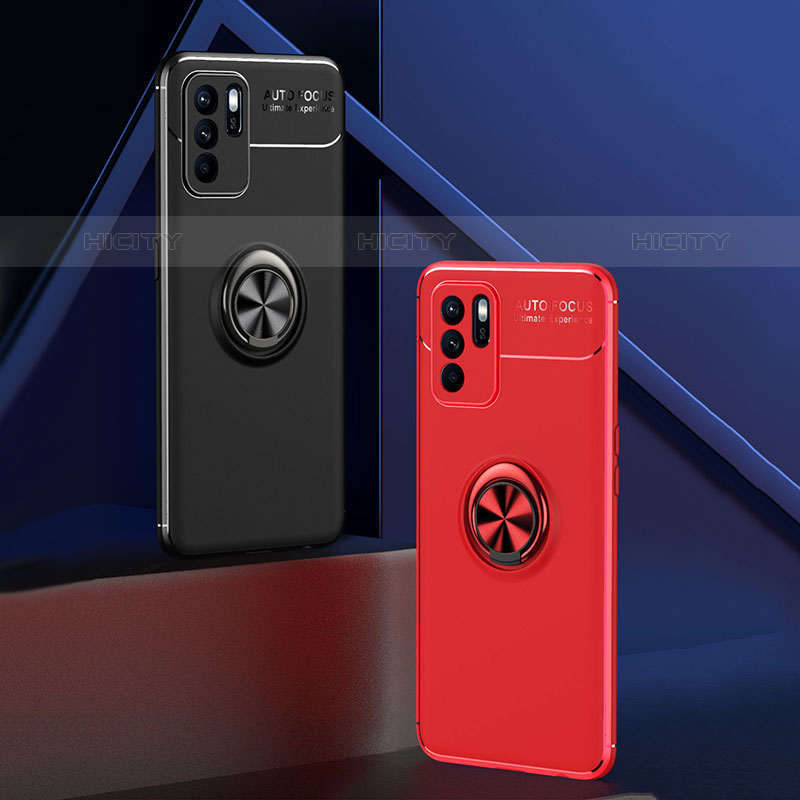 Custodia Silicone Ultra Sottile Morbida Cover con Magnetico Anello Supporto JM2 per Oppo Reno6 Z 5G