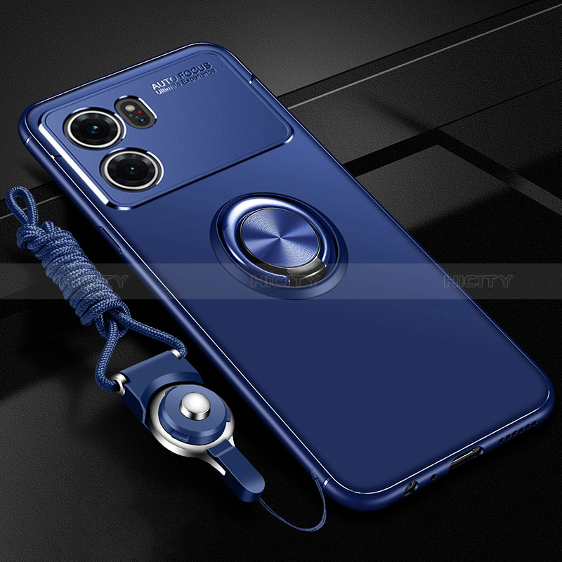 Custodia Silicone Ultra Sottile Morbida Cover con Magnetico Anello Supporto JM3 per Oppo K10 5G Blu