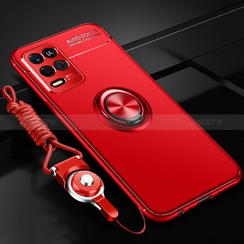 Custodia Silicone Ultra Sottile Morbida Cover con Magnetico Anello Supporto JM3 per Oppo K9X 5G Rosso