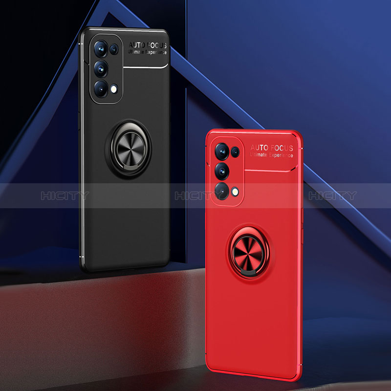 Custodia Silicone Ultra Sottile Morbida Cover con Magnetico Anello Supporto JM3 per Oppo Reno6 Pro+ Plus 5G