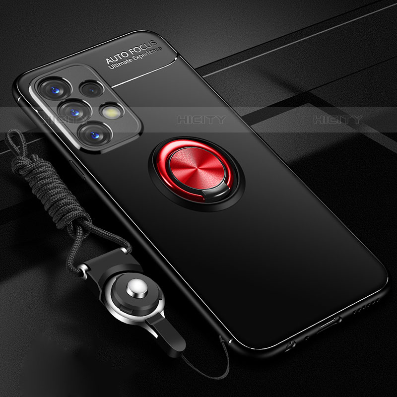 Custodia Silicone Ultra Sottile Morbida Cover con Magnetico Anello Supporto JM3 per Samsung Galaxy M32 5G Rosso e Nero