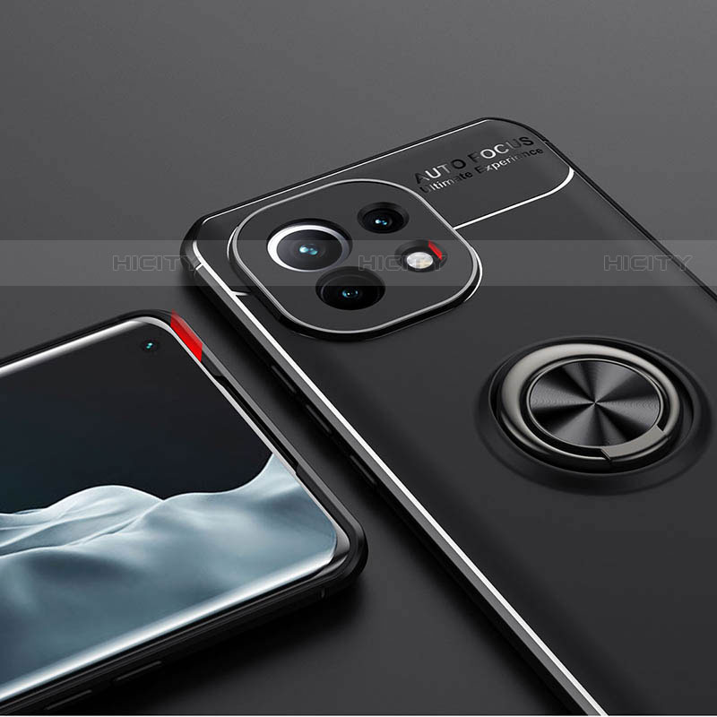 Custodia Silicone Ultra Sottile Morbida Cover con Magnetico Anello Supporto K01 per Xiaomi Mi 11 5G