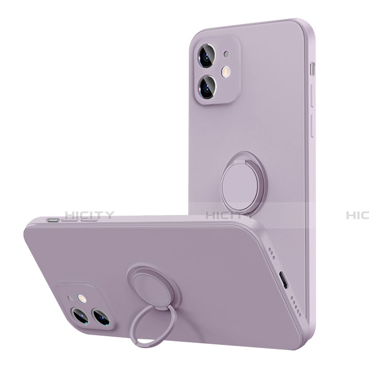 Custodia Silicone Ultra Sottile Morbida Cover con Magnetico Anello Supporto N01 per Apple iPhone 12