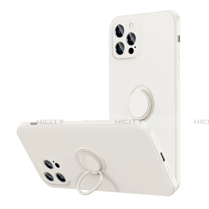 Custodia Silicone Ultra Sottile Morbida Cover con Magnetico Anello Supporto N01 per Apple iPhone 12 Pro