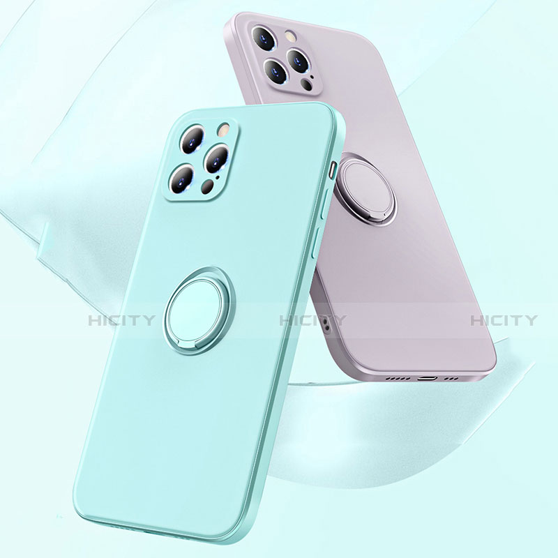 Custodia Silicone Ultra Sottile Morbida Cover con Magnetico Anello Supporto N01 per Apple iPhone 12 Pro