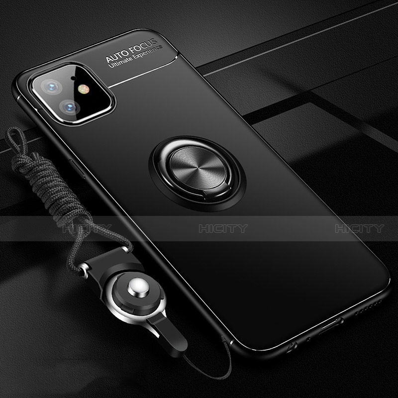 Custodia Silicone Ultra Sottile Morbida Cover con Magnetico Anello Supporto N03 per Apple iPhone 12