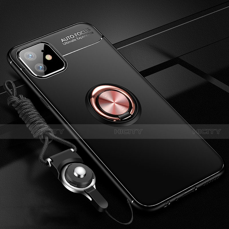 Custodia Silicone Ultra Sottile Morbida Cover con Magnetico Anello Supporto N03 per Apple iPhone 12 Mini