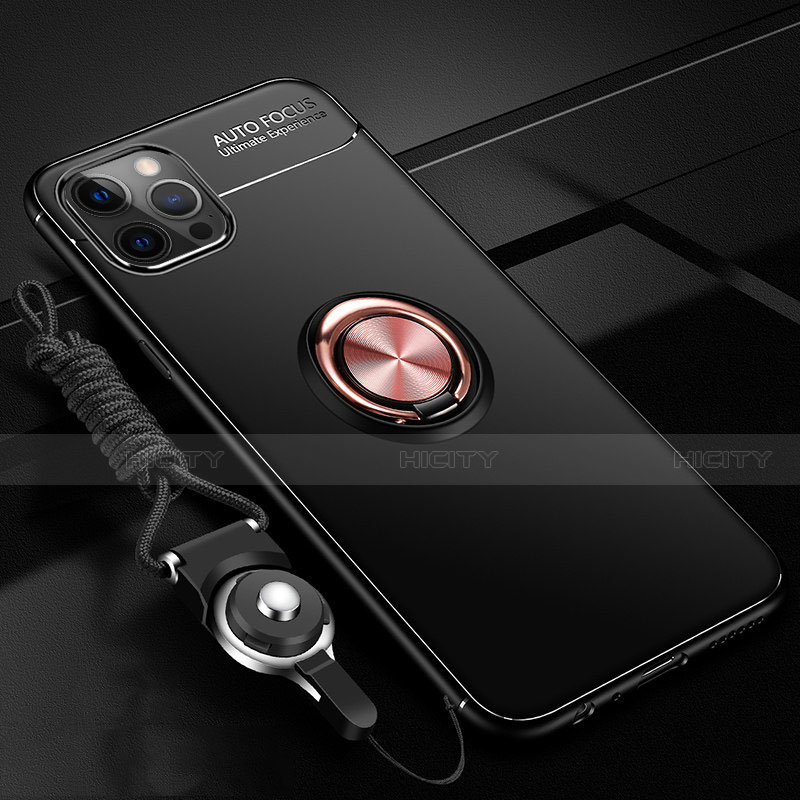 Custodia Silicone Ultra Sottile Morbida Cover con Magnetico Anello Supporto N03 per Apple iPhone 12 Pro