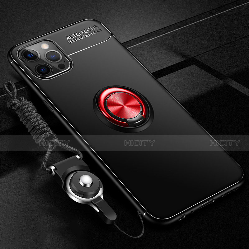 Custodia Silicone Ultra Sottile Morbida Cover con Magnetico Anello Supporto N03 per Apple iPhone 12 Pro Max
