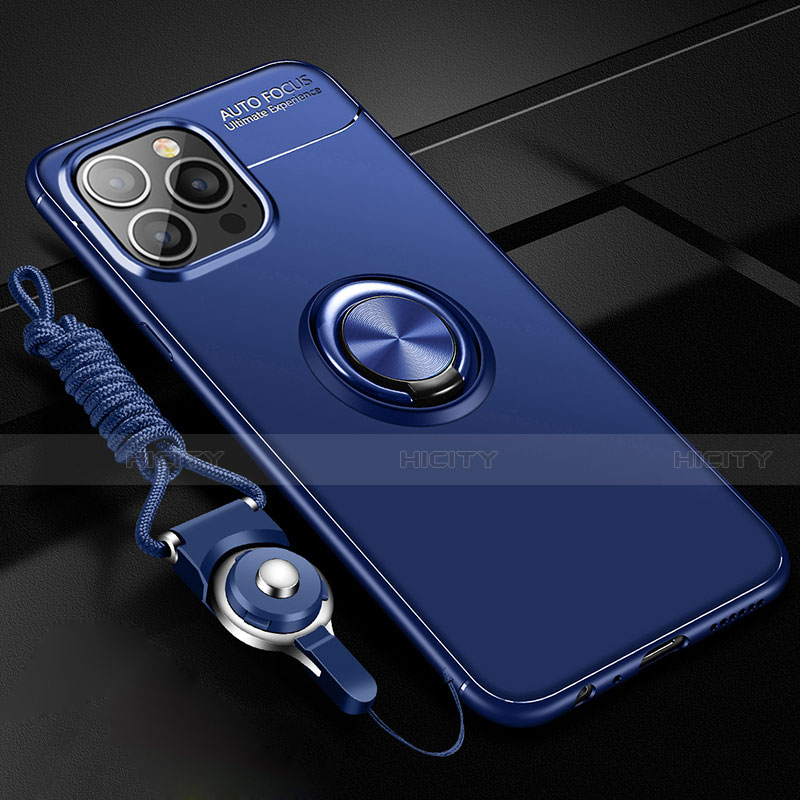 Custodia Silicone Ultra Sottile Morbida Cover con Magnetico Anello Supporto per Apple iPhone 13 Pro