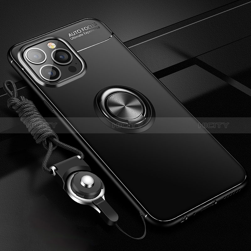 Custodia Silicone Ultra Sottile Morbida Cover con Magnetico Anello Supporto per Apple iPhone 14 Pro