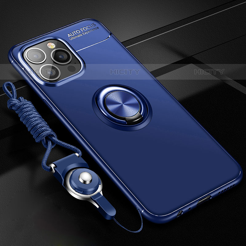 Custodia Silicone Ultra Sottile Morbida Cover con Magnetico Anello Supporto per Apple iPhone 15 Pro Max