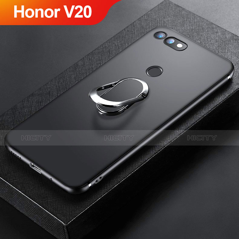 Custodia Silicone Ultra Sottile Morbida Cover con Magnetico Anello Supporto per Huawei 7 Nero