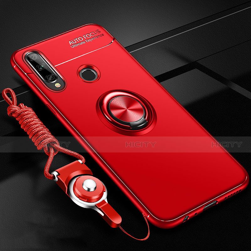Custodia Silicone Ultra Sottile Morbida Cover con Magnetico Anello Supporto per Huawei Enjoy 10 Plus Rosso