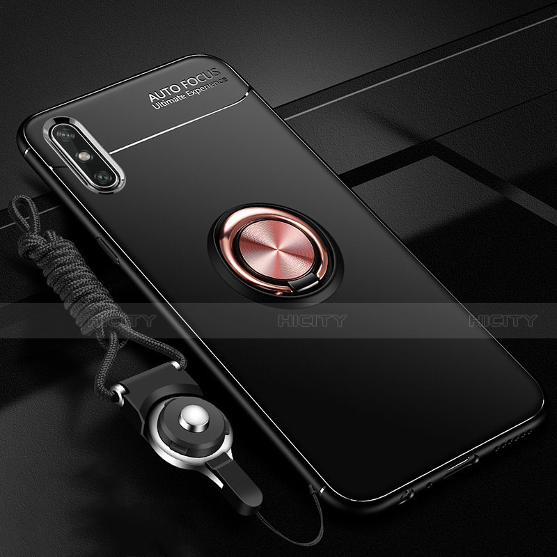 Custodia Silicone Ultra Sottile Morbida Cover con Magnetico Anello Supporto per Huawei Enjoy 10e Oro e Nero