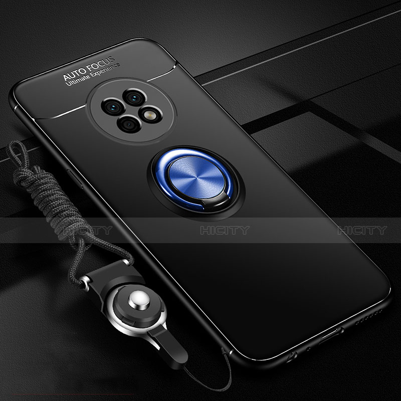 Custodia Silicone Ultra Sottile Morbida Cover con Magnetico Anello Supporto per Huawei Enjoy 20 Plus 5G Blu e Nero