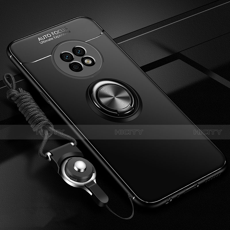 Custodia Silicone Ultra Sottile Morbida Cover con Magnetico Anello Supporto per Huawei Enjoy 20 Plus 5G Nero