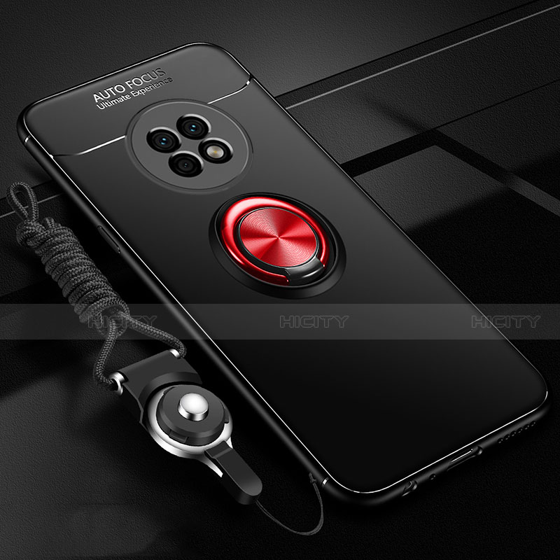 Custodia Silicone Ultra Sottile Morbida Cover con Magnetico Anello Supporto per Huawei Enjoy 20 Plus 5G Rosso e Nero